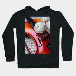 White  Ranunculus On Baroque Violin Hoodie